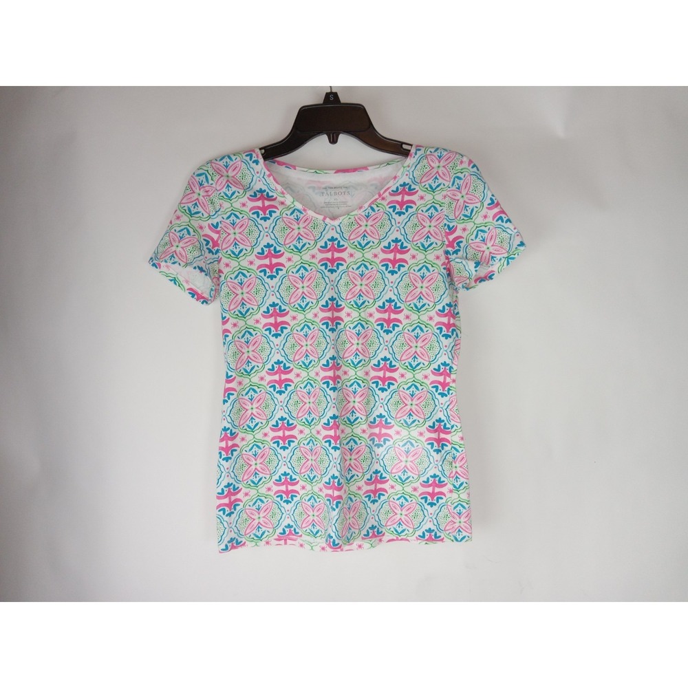 Lot 2 Talbots Shirt Womens XS Short Sleeve Pullover Floral Paisley Muiticolor - Picture 9 of 16